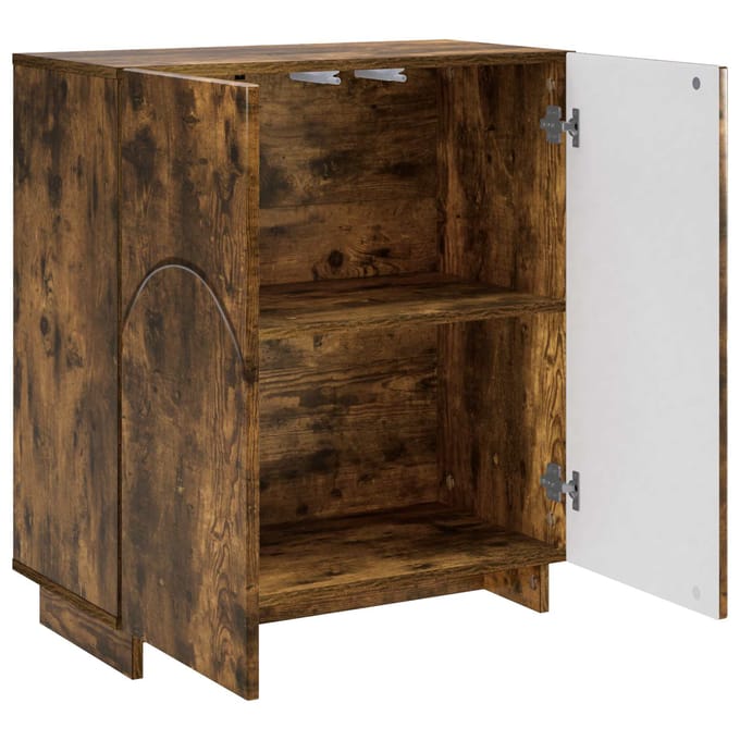 vidaXL - Dressoir - Gerookt - eiken - 67 - x - 34,5 - x - 75 - cm - Bewerkt - hout