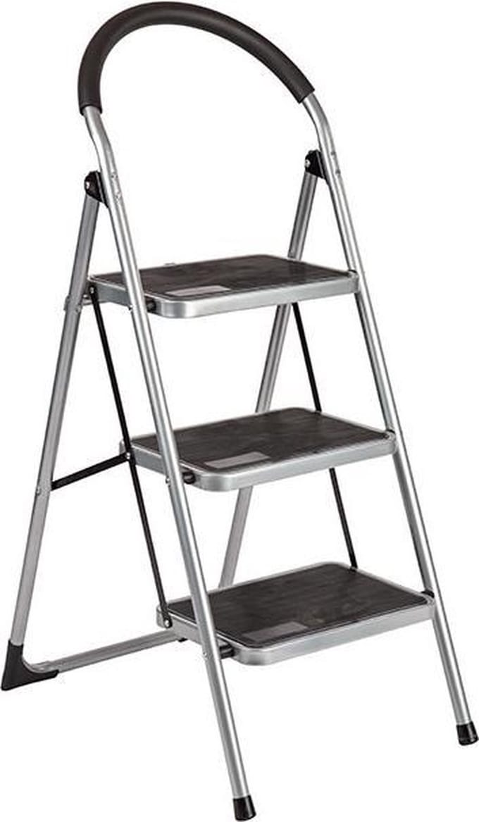 Trapladder keukentrap met brede treden King 3 treden