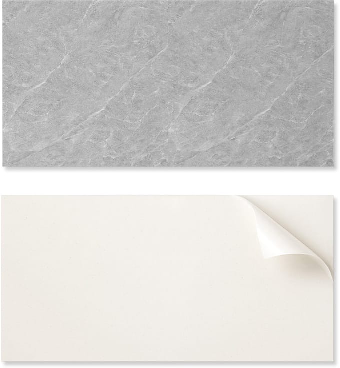 Zelfklevend vinylpaneel met print, 120x60 cm, met natuursteenstructuur.