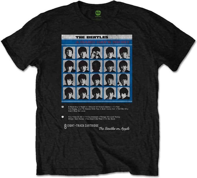 The Beatles Heren Tshirt -M- Hard Days Night 8 Track Zwart