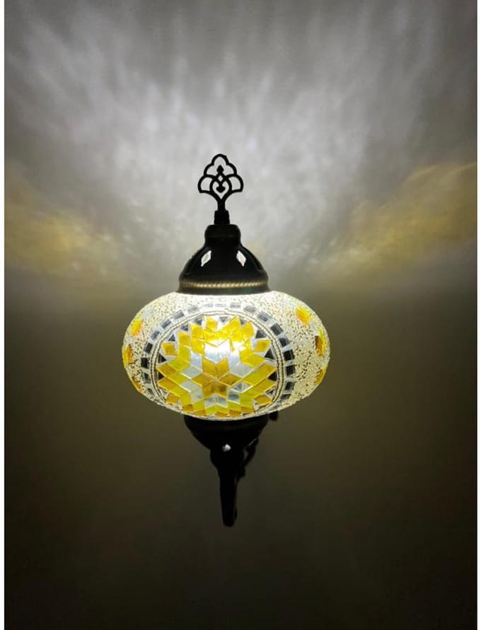 Wandlamp - Marokkaanse stijl - Turks mozaïek - Sfeerverlichting - geel
