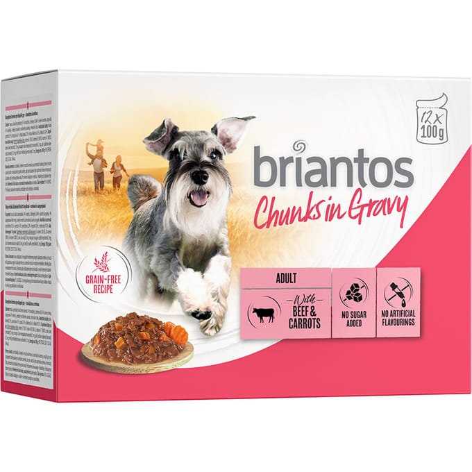 Briantos Chunks in Gravy 12 x 100 g - Rund & Wortel