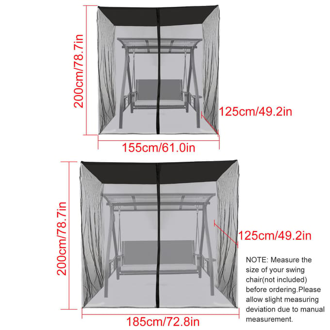 Buitenschommelstoel Mesh Net Waterbestendig Patio Zitplaats Mesh Luifelhoes gray