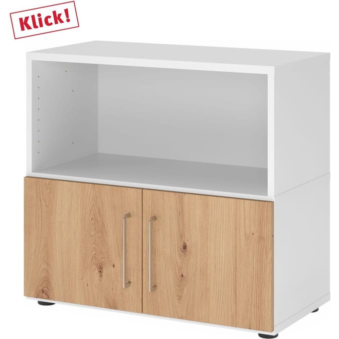 FlexWall | 2 OH | deuren + kast | met verstelbare poten - Wit/Essen-Eik