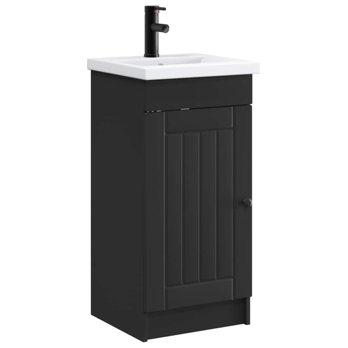 vidaXL - Badkamer - Vanity - met - Wastafel - Zwart - 42 - x - 40 - x - 84,5 - cm