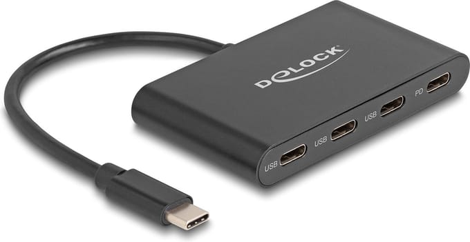 Delock USB 3.2 Gen 1 USB Type-C™ Hub with 3 x USB Type-C™ female + 1 x USB Type-C™ PD 100 Watt