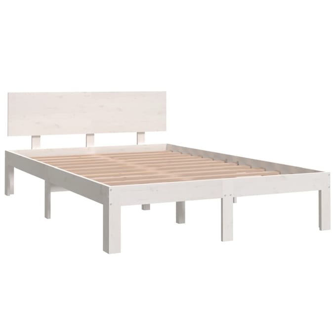 vidaXL - Bedframe - massief - hout - wit - 120x190 - cm