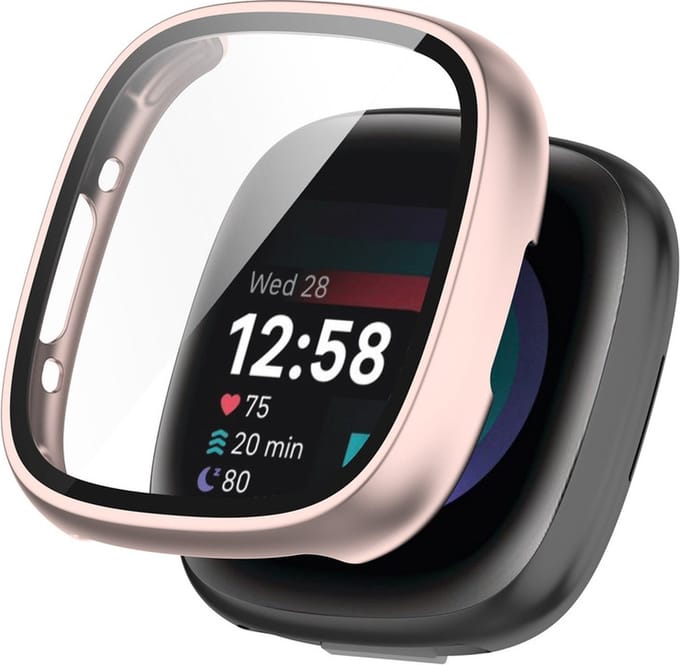 Watch case screenprotector - hoesje - geschikt voor Fitbit Versa 4 - rosegoud
