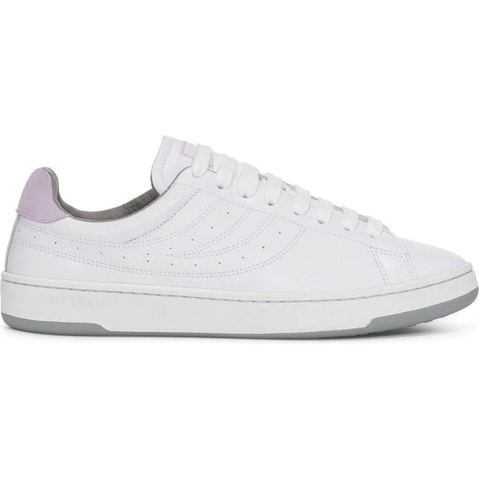 Superga Volwassene 4833 Lendl Leren Trainers (Wit/Violet Lilla/Medium Grijs)