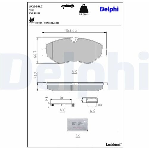 Remblokkenset, schijfrem DELPHI LP2039LC