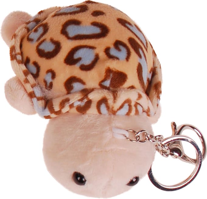 Tashanger/Sleutelhanger Schildpad - Stof - Beige/Blauw - 11x8x4,5cm