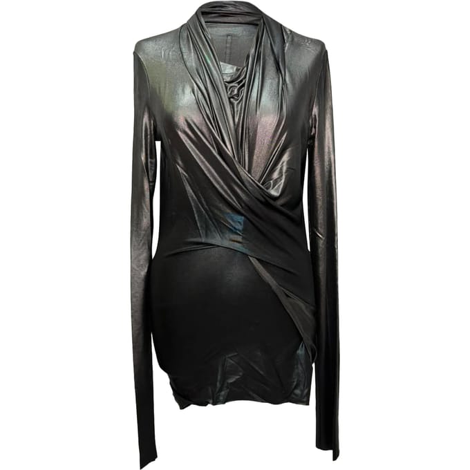 Rick Owens Magnetic Long Sleeve Top in Black Viscose