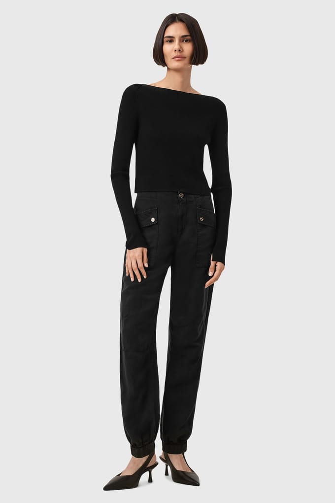 AllSaints Val Tencel Trouser Midnight Blue Größe: 4 | Cargohosen Outlet | Damen | Blau