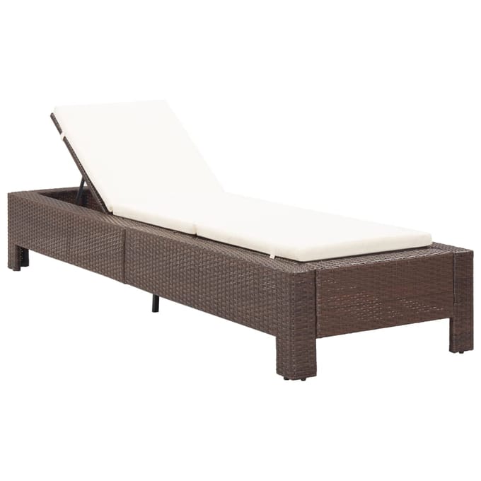 vidaXL - Ligbed - met - kussen - poly - rattan - bruin