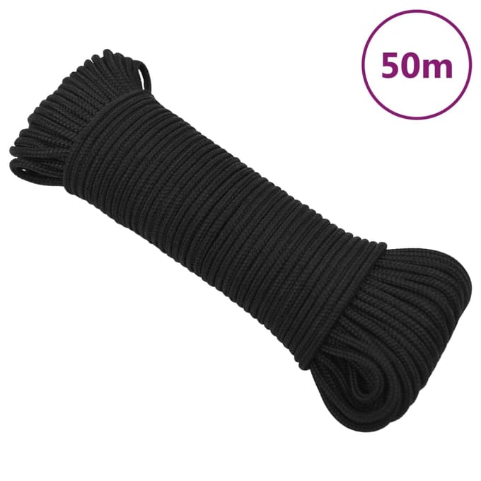 vidaXL - Boottouw - 3 - mm - 50 - m - polypropeen - zwart