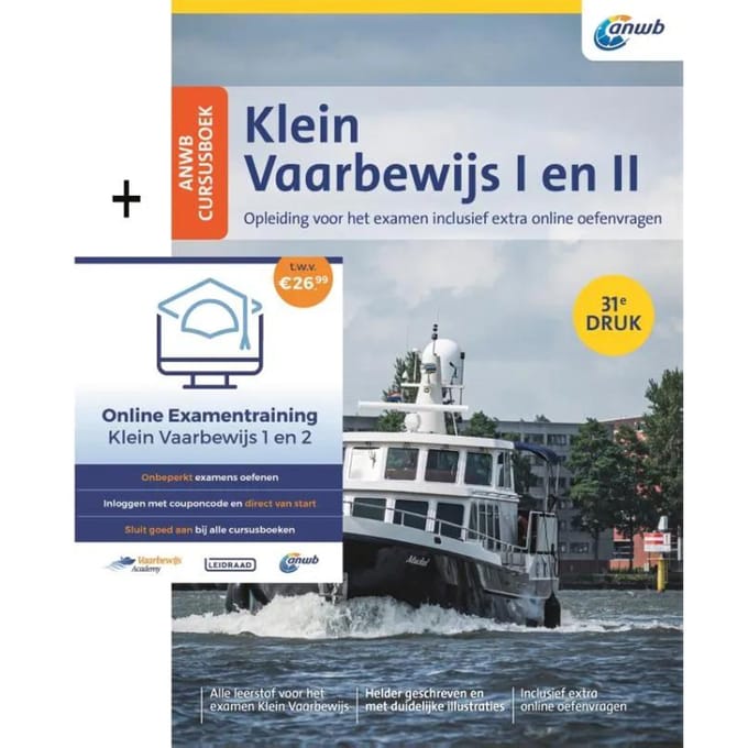 ANWB Cursusboek Klein Vaarbewijs I en II + Online Examentraining