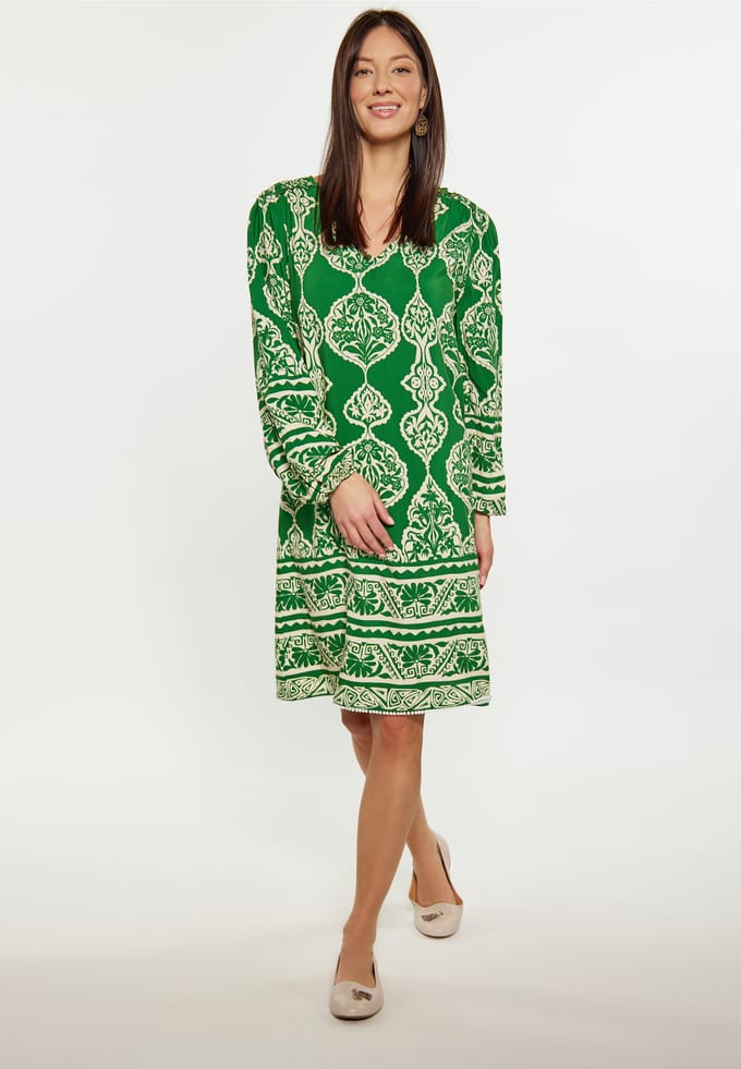 usha Jurk Dames groene crème