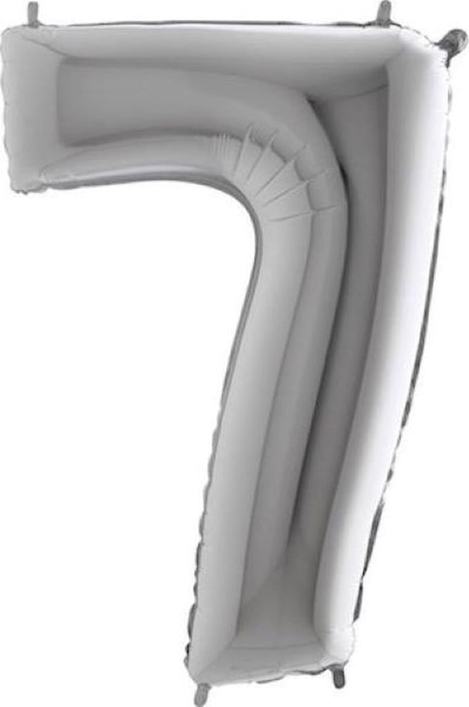 Folieballon - Cijfer 7 - zilver - Grabo Balloons - 66cm
