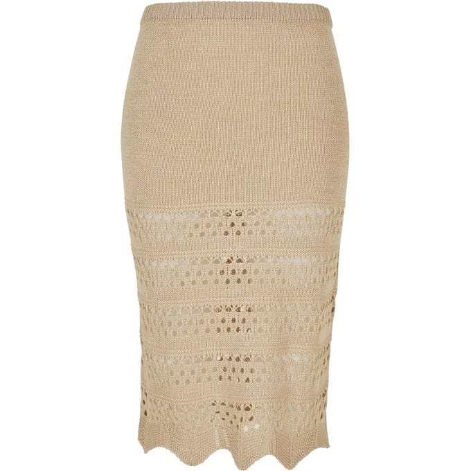 Urban Classics - 3/4 Crochet Knit Rok - 5XL - Beige