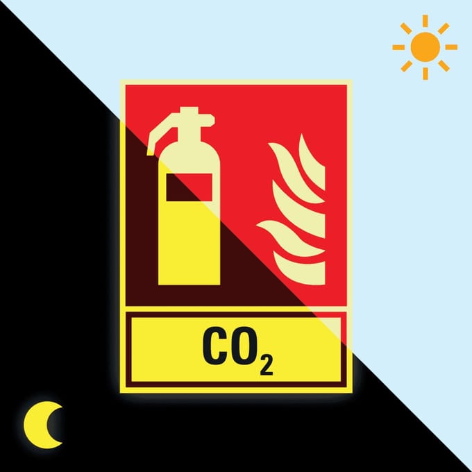Extra lichtgevend CO2 blusser bord - aluminium - F001