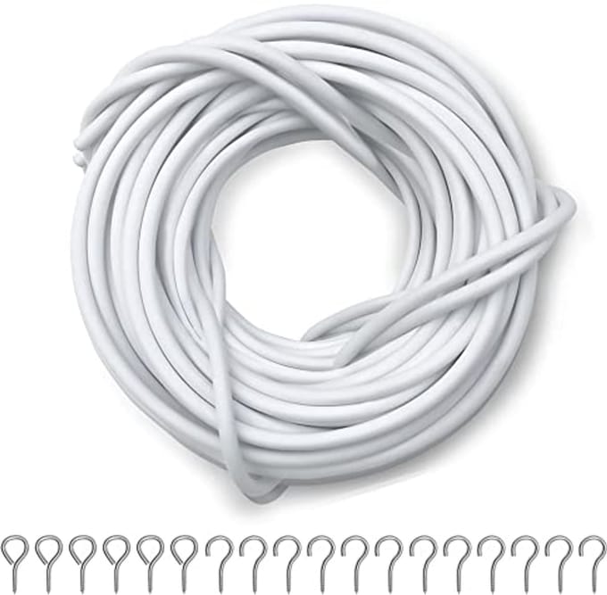 Multifunctioneel Gordijndraad met Haken - 30 Meter Set met 60 Ogen en Haken