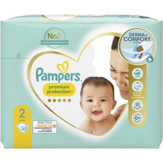 Pampers Premium Protection Maat 2 (4-8 kg) 30 stuks.
