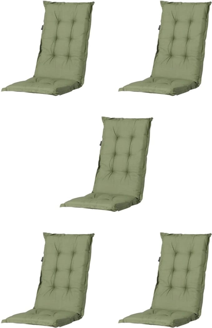 Madison - Tuinkussen - Universeel - Hoge Rug - 5 st. - Basic Green - 120x46cm - Groen - Tuinstoelkussens - Standenstoel