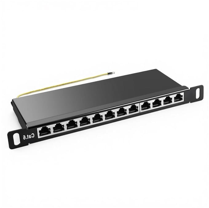 Netwerk Patchpaneel - LAN Verdeelveld - Gestructureerde Bekabeling - 12 Poort Afgeschermd - 10 Inch - Zilver