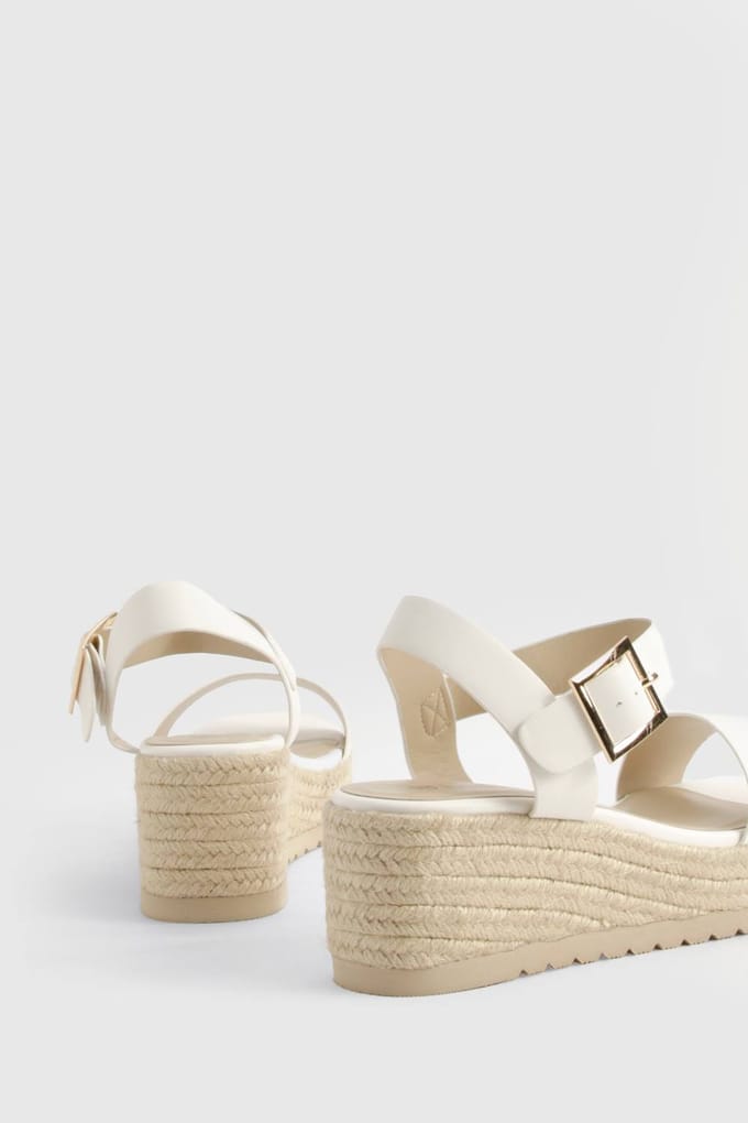 boohoo Dames 2 Part Espadrille Low Wedges | Wit | Maat: 41