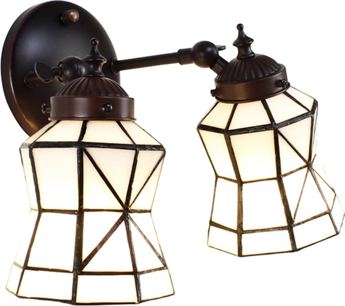 Lumilamp Wandlamp Tiffany 30x23x23 cm Wit Bruin Glas