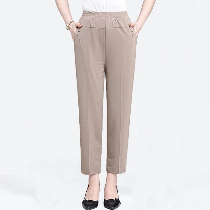 Dames Zomer Dun IJszijde Moeder Broek Cropped Damesbroek XXL abrikoos