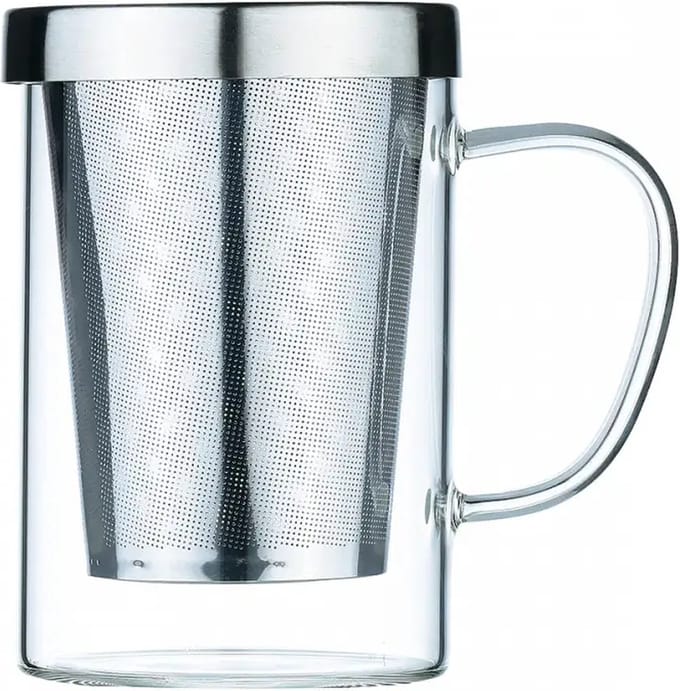 Aulica - Glazen theepot for 1 met inox filter en deksel - 400ml