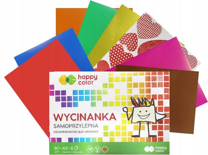 Happy Colour Zelfklevend Knutselpapier A5 - 8 Vellen met Hartjes