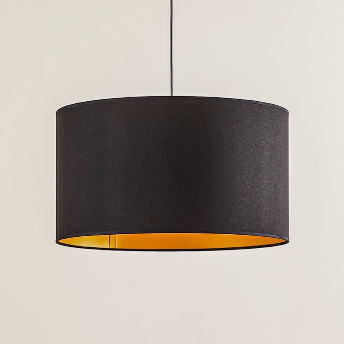 Euluna - Hanglamp - 1licht - Kunstvezeltextiel - H: 25 cm - E27 - zwart, goud