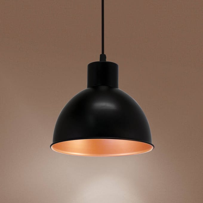EGLO Truro 1 Hanglamp - E27 - Ø 21 cm - Zwart/Koper