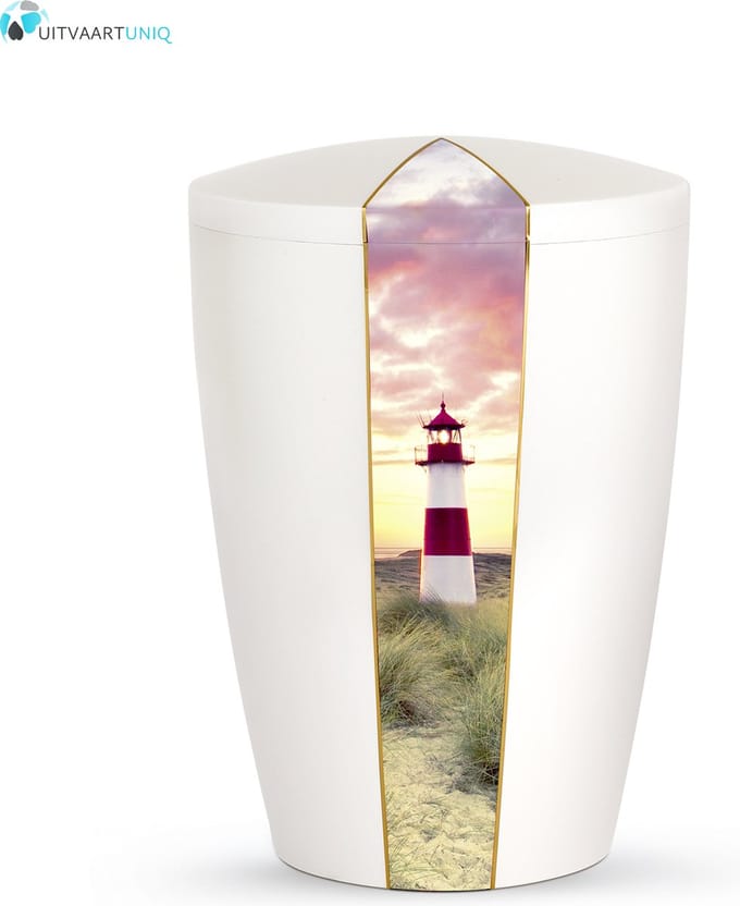 Urn wit parlemoer vuurtoren - bio