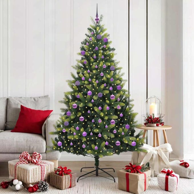 vidaXL - Kunstmatige - Scharnierende - Kerstboom - 300 - LEDs - Groen - 180 - cm