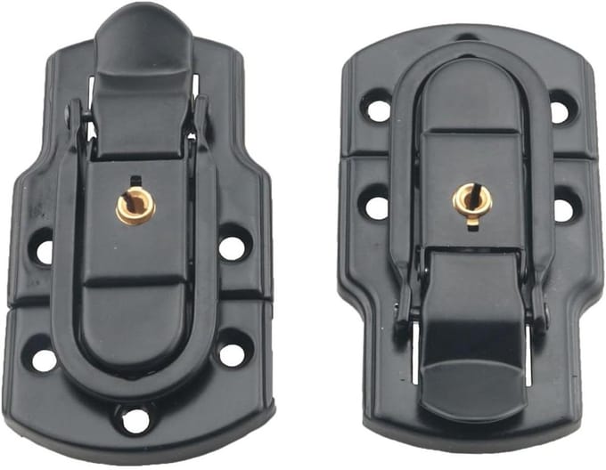 2PCS Suitcase Latch Luggage Clip Briefcase Briefcase Latch Hardware Aluminum Toggle Buckle Lock with Key Airline Case Accessories Toolbox Hasp Luggage Case Black