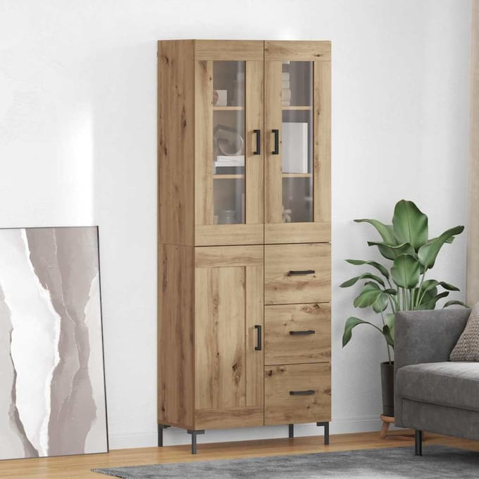 vidaXL - Highboard - 2 - st - Artisan - Eiken - 69,5 - x - 34 - x - 180 - cm - Bewerkt - hout