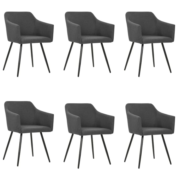 vidaXL Eetkamerstoelen 6 st stof donkergrijs