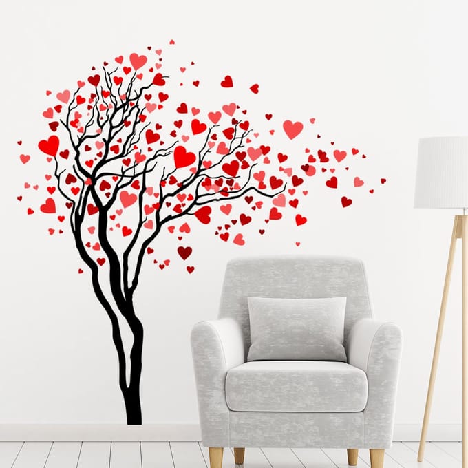 Muurstickers - Hartenboom - Transparante achtergrond - 40x45cm
