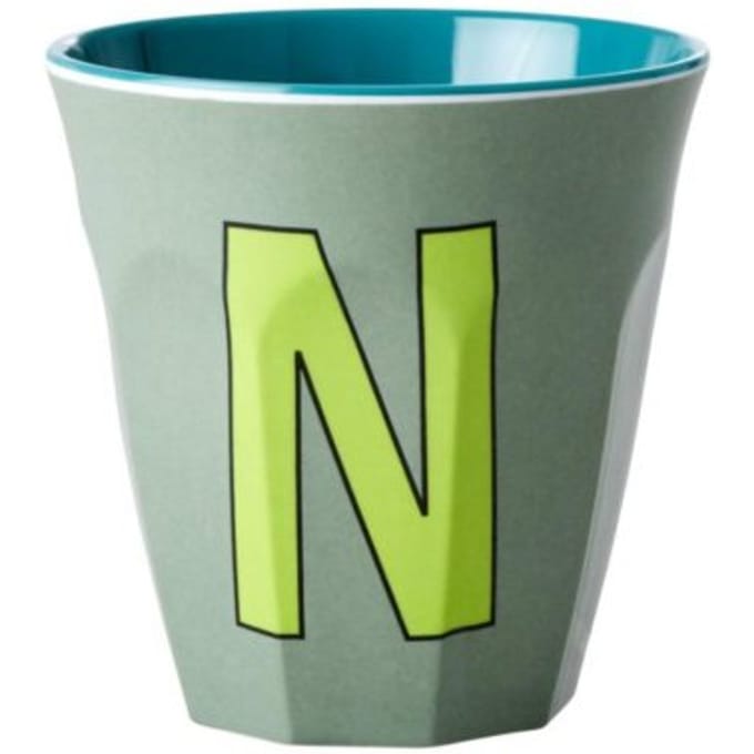 Rice melamine beker medium letter n khaki