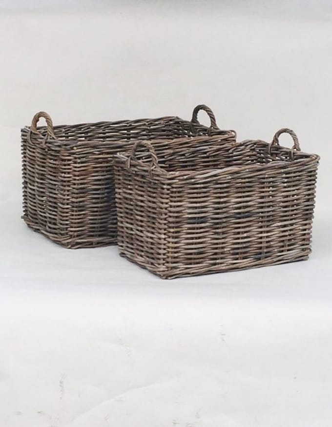 Rechthoekige Rotan Mand - 72x46xH41 cm - Opbergmand - Grey