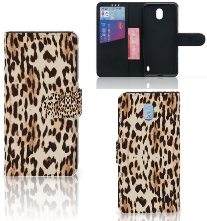 Nokia 1 Plus Telefoonhoesje met Pasjes Leopard