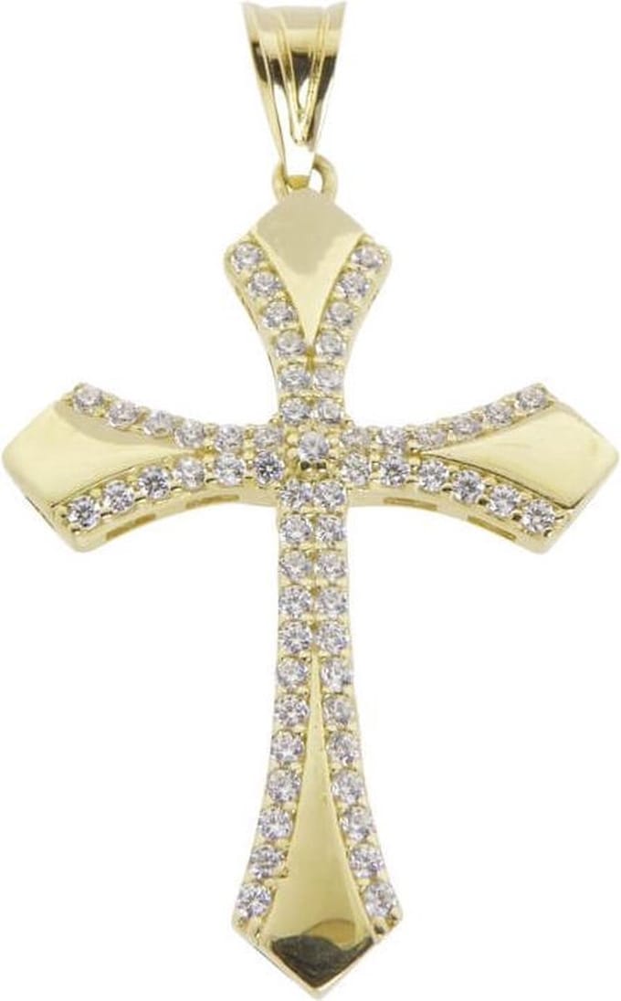 Gouden kruis met zirkonia