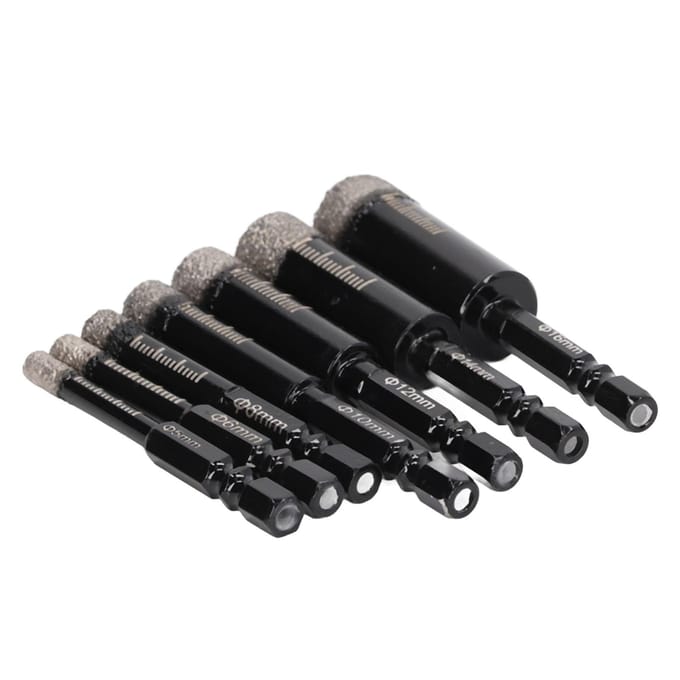 7 Stuks Diamant Boorbits Nat en Droog Gebruik Gesoldeerde Kernboor Zeskantschacht Diamant Gatenzaag Kit voor