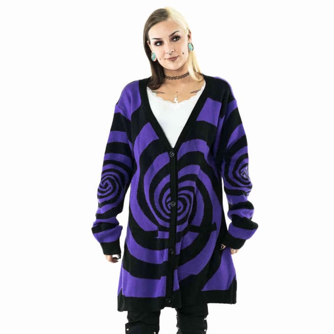 Vixxsin - Hypno Lange cardigan - M - Zwart/Paars