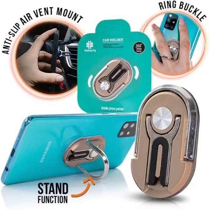 Support dock anneau 3 en 1 Gold Or pour Smartphone jaune