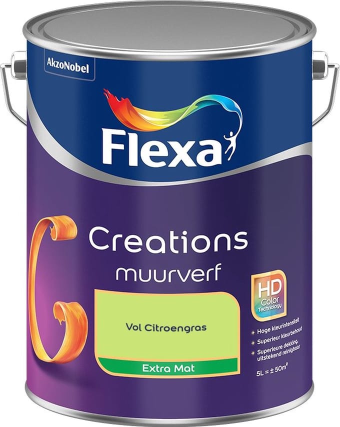Flexa - Creations Muurverf Extra Mat - Vol Citroengras - Mengverf - 5 L