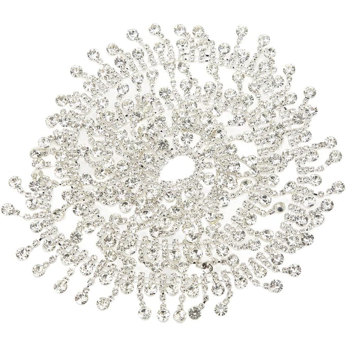 2cm 1 Yard Frange Strass Pendentif Strass Rond Courte Gland Frange Strass Facile à Couper white